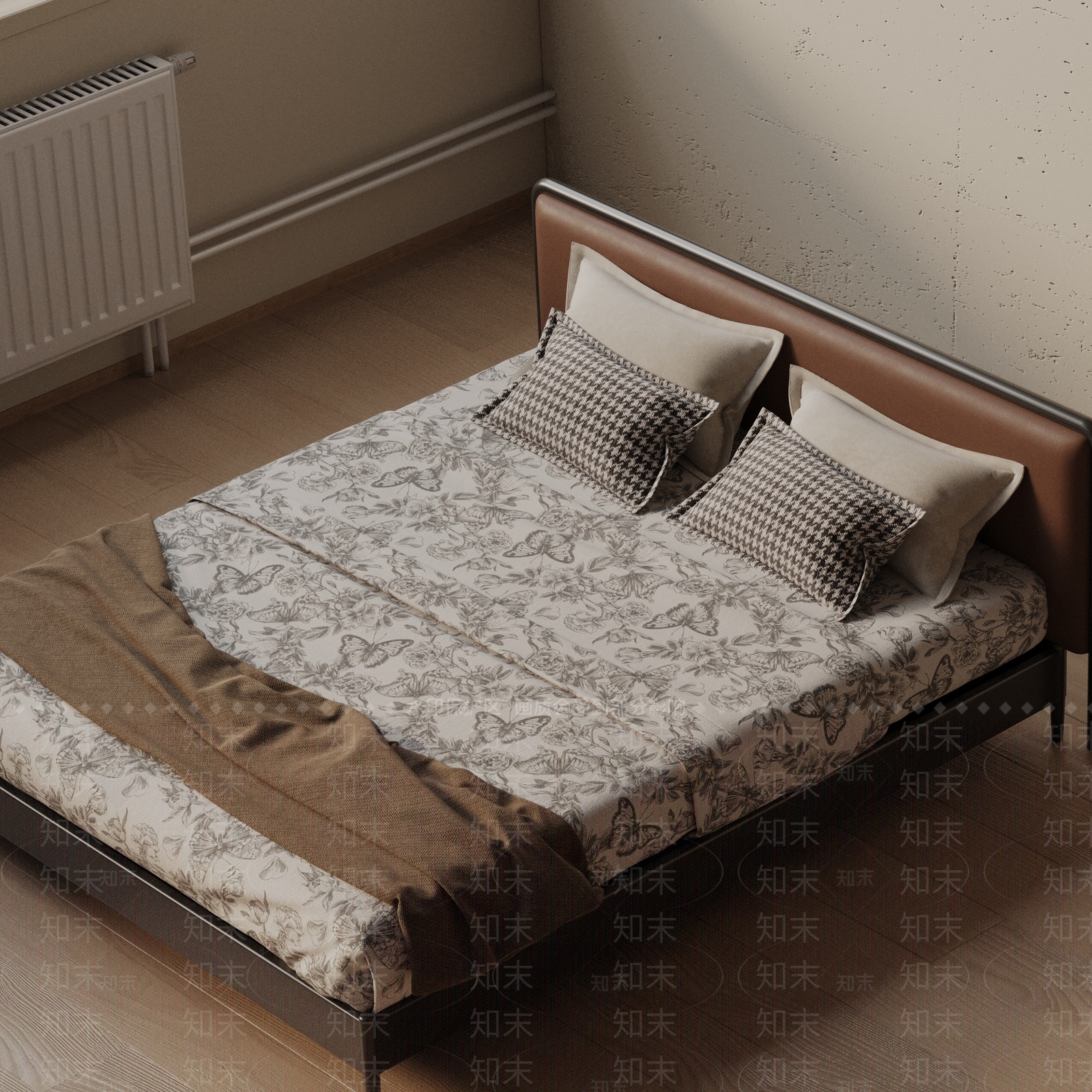现代双人床3D模型下载【ID:1201773340】