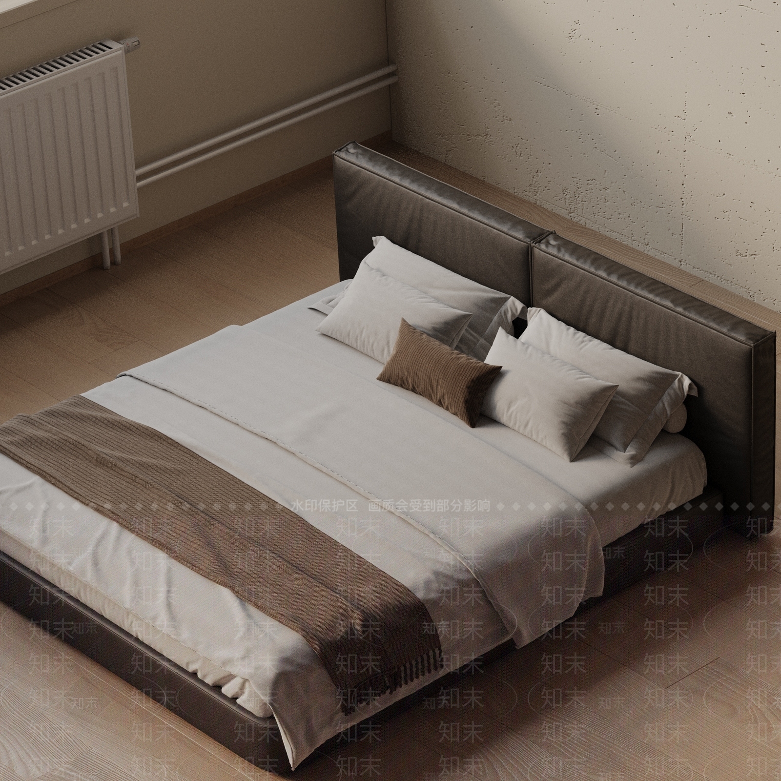 现代双人床3D模型下载【ID:1201773368】