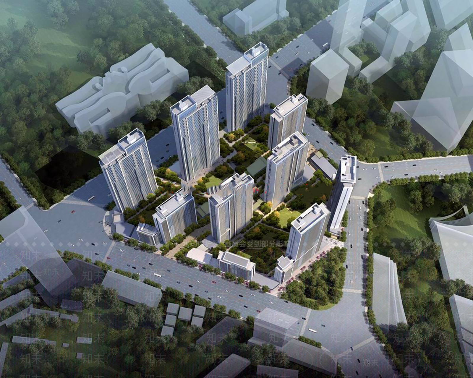 现代小区建筑SU模型下载【ID:1201775329】