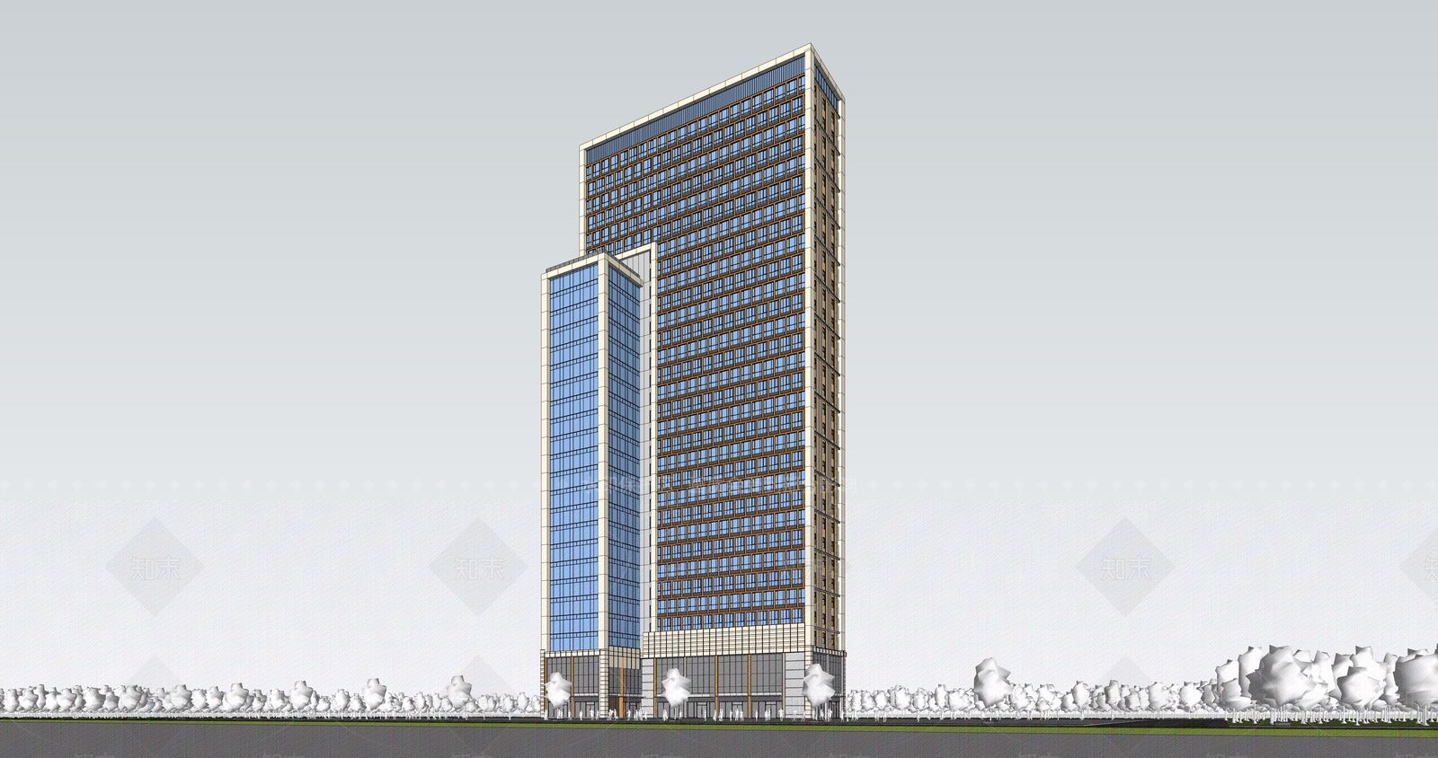 现代酒店建筑SU模型下载【ID:1201776190】