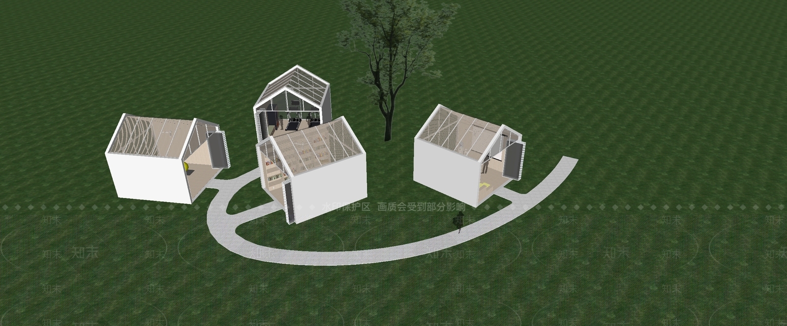 现代小区景观SU模型下载【ID:1201777379】