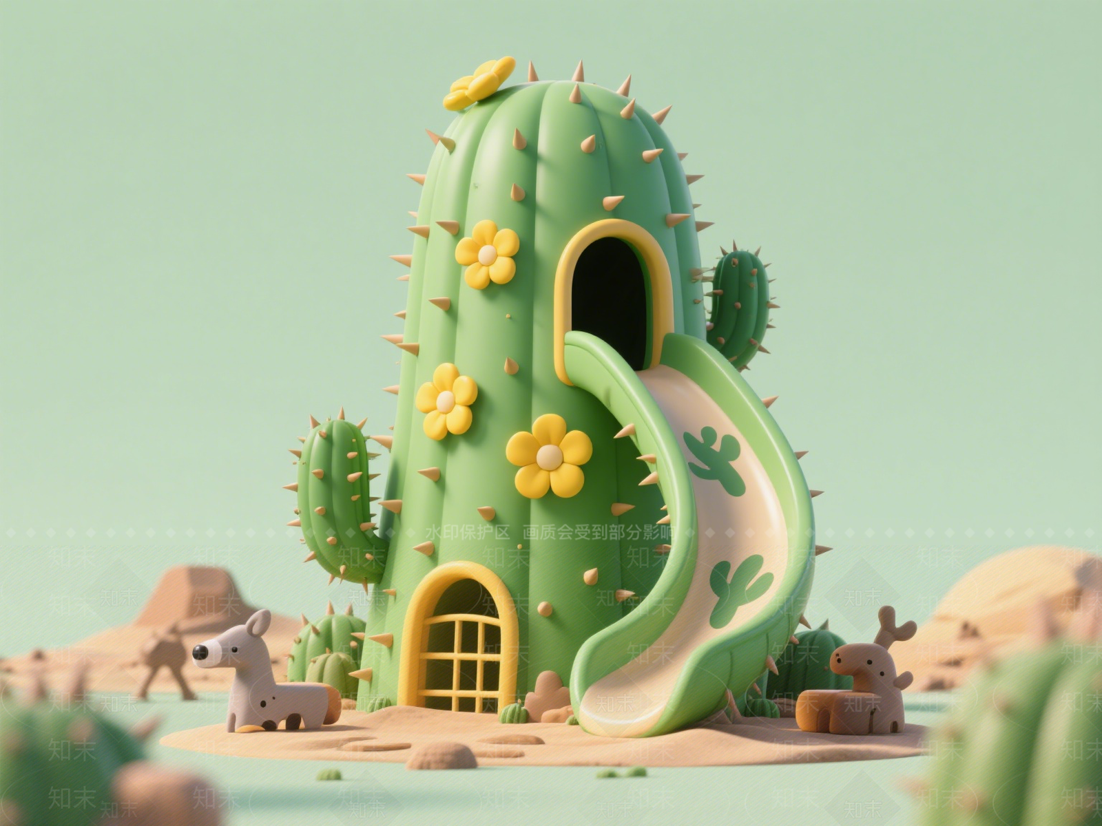 儿童滑梯SU模型下载【ID:1201780577】