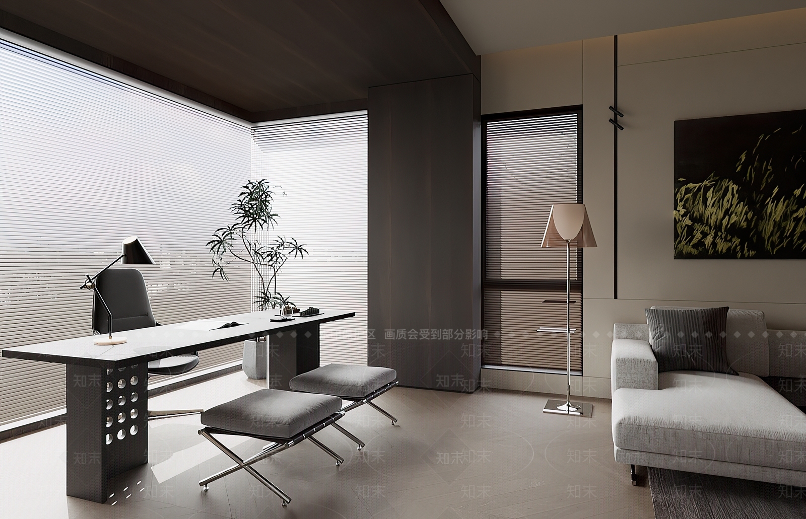 现代书房3D模型下载【ID:1201780821】