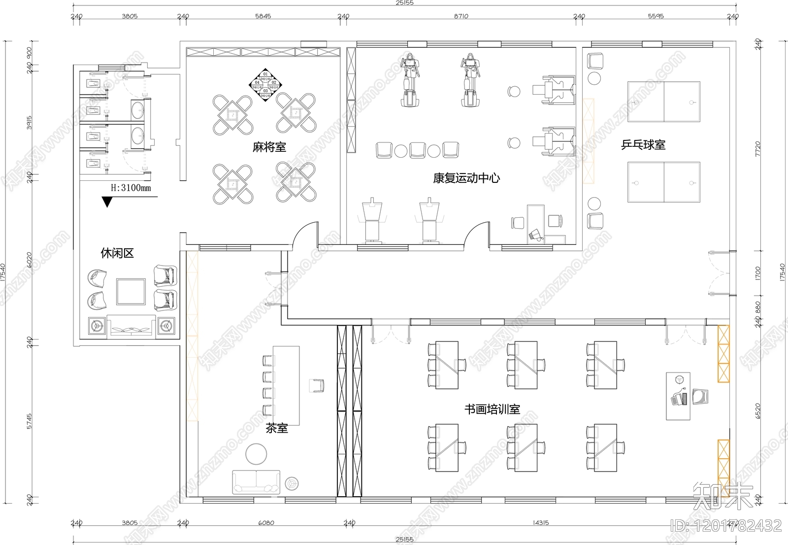 现代养老院cad施工图下载【ID:1201782432】