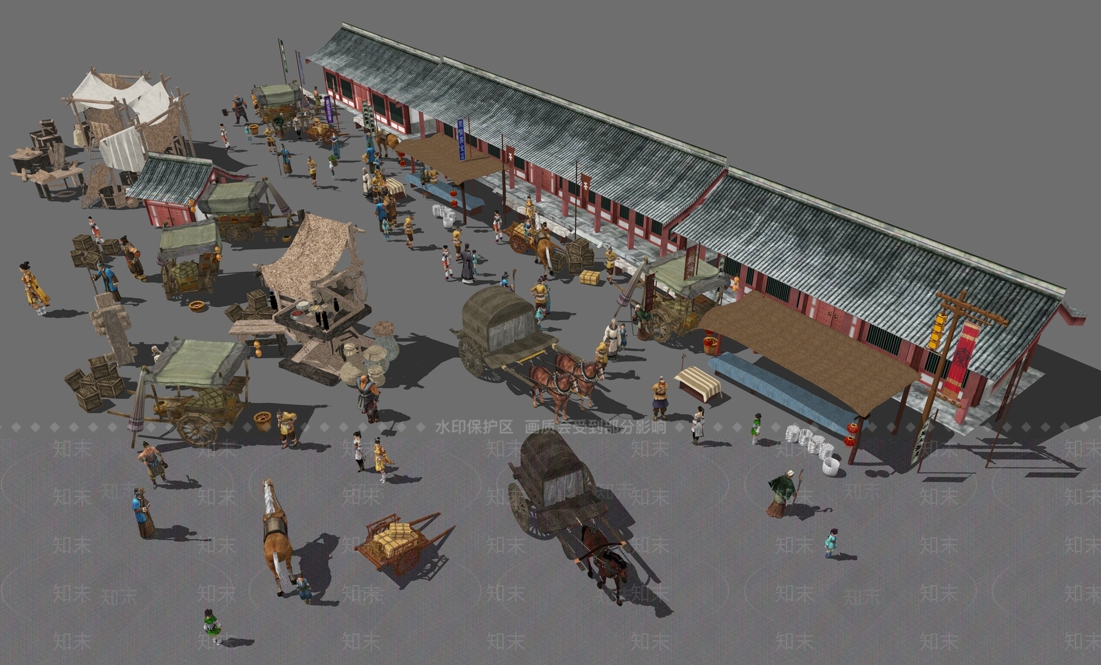 复古商业街SU模型下载【ID:1201784132】
