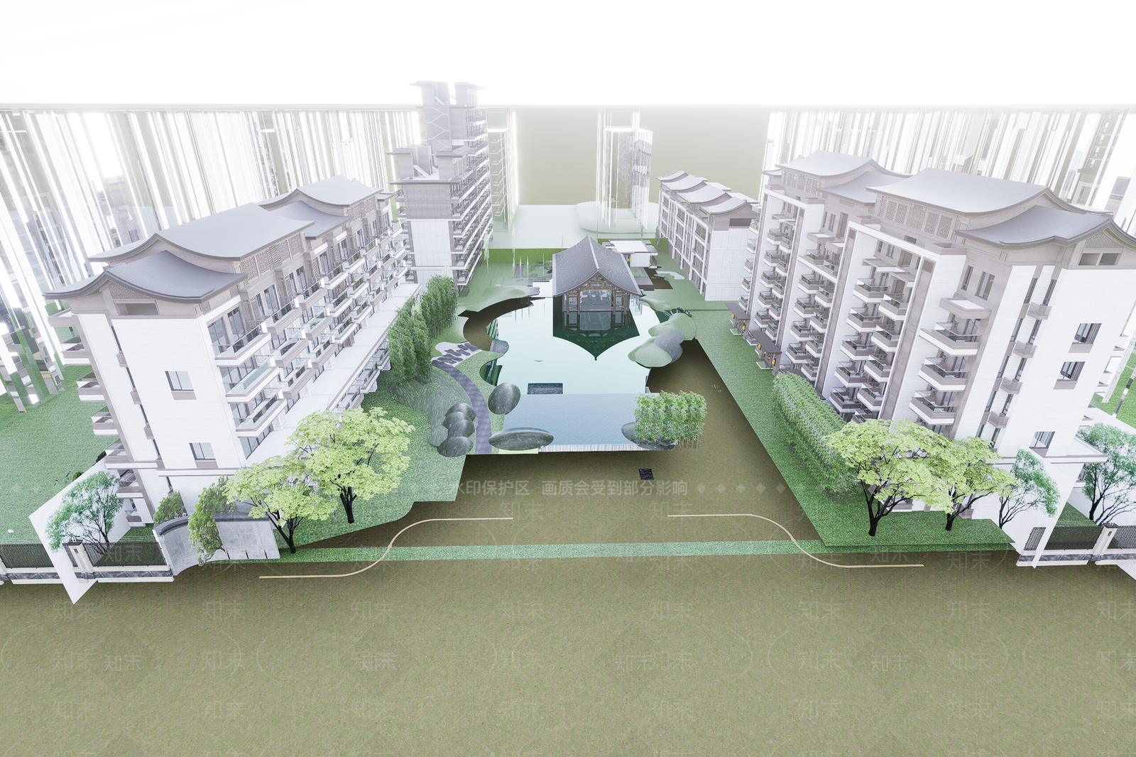 新中式四合院SU模型下载【ID:1201788848】