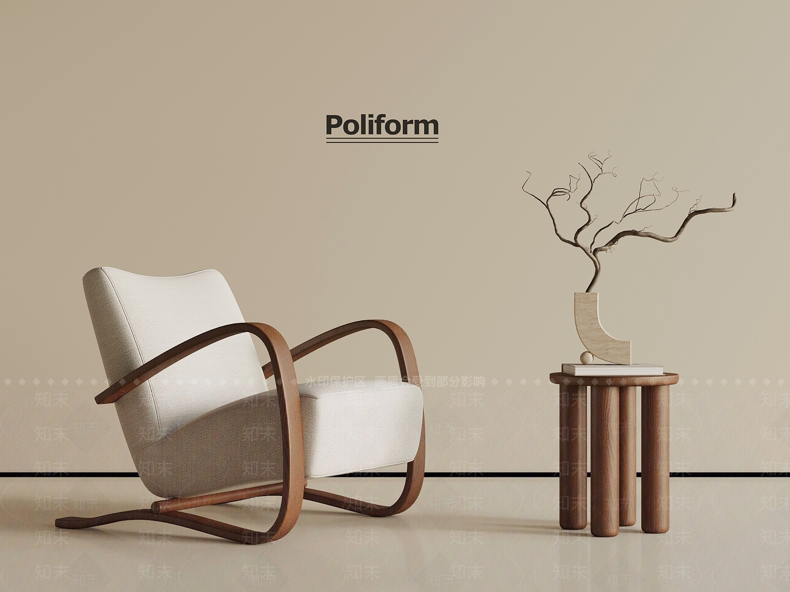 现代中古休闲椅3D模型下载【ID:1201789664】