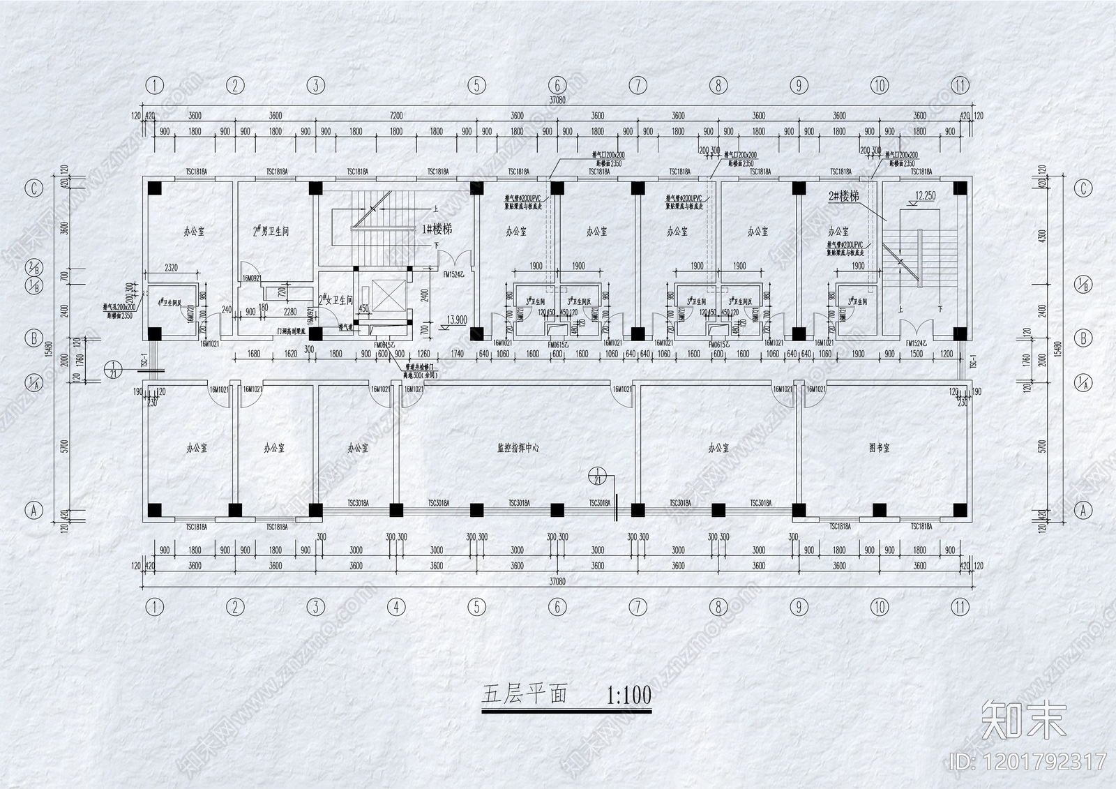 现代办公楼建筑施工图下载【ID:1201792317】