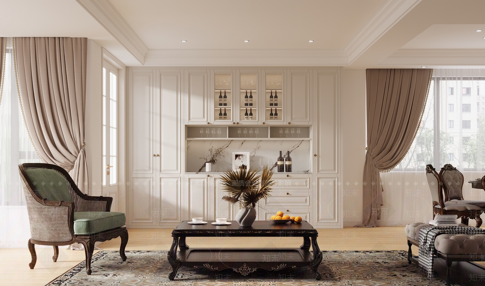 法式美式酒柜3D模型下载【ID:1201793786】