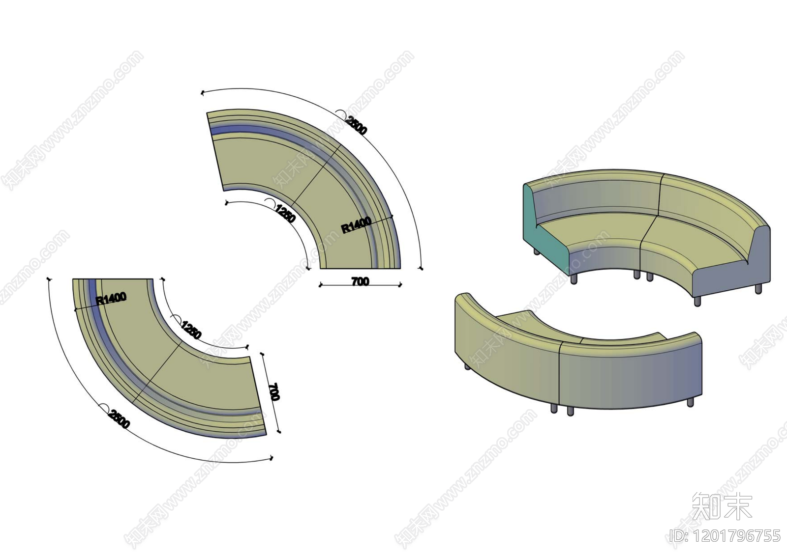 现代沙发施工图下载【ID:1201796755】