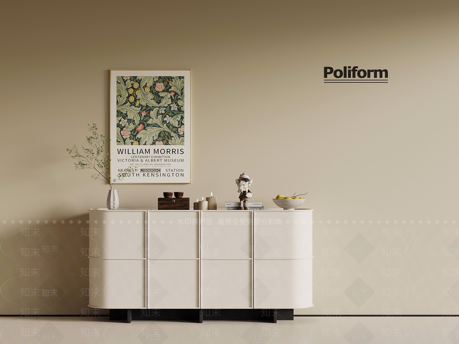 现代奶油玄关柜3D模型下载【ID:1201797040】