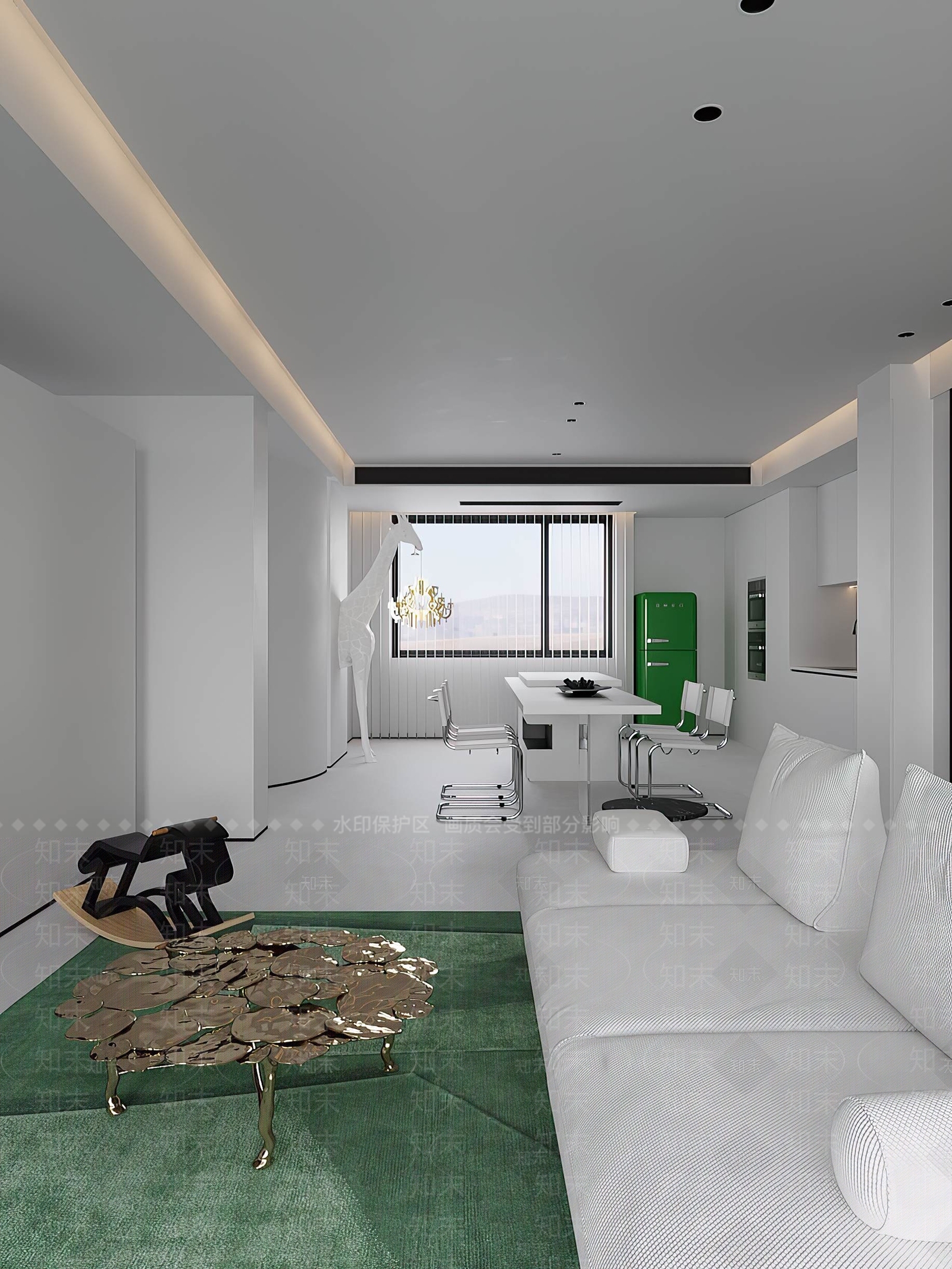 现代极简客餐厅3D模型下载【ID:1201798017】