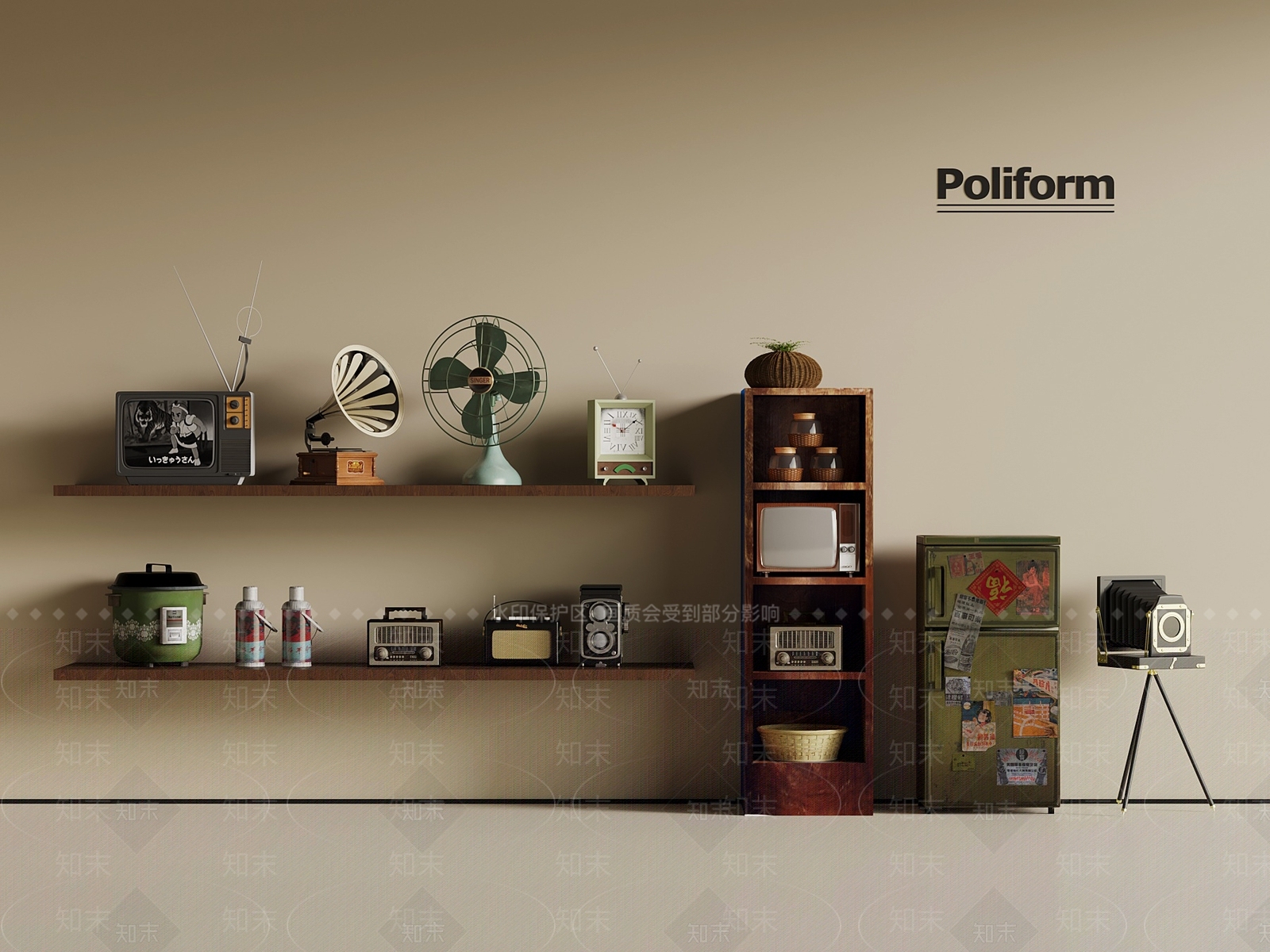 现代复古摆件组合3D模型下载【ID:1201797404】