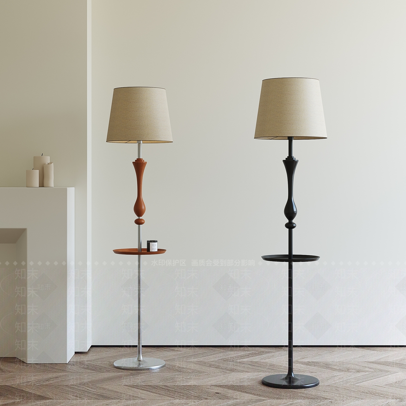 法式中古落地灯3D模型下载【ID:1201799676】