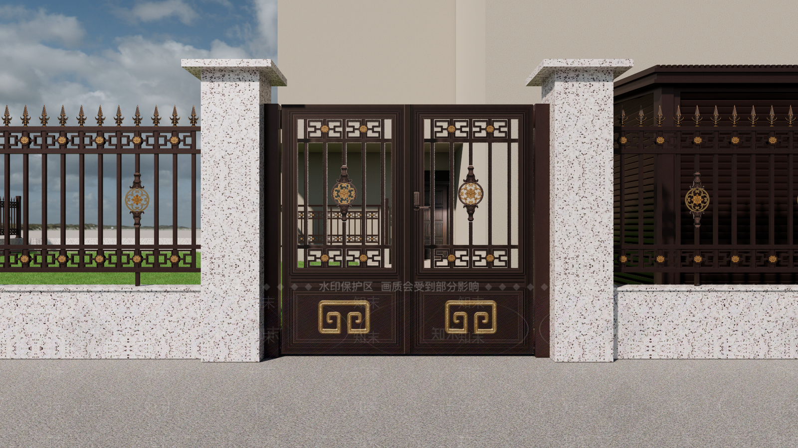 新中式欧式庭院门SU模型下载【ID:1201797907】
