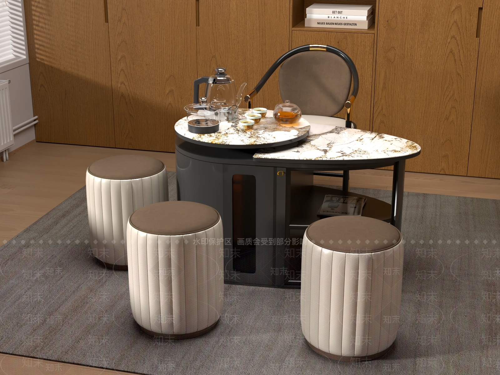 新中式中式茶桌椅3D模型下载【ID:1201798730】