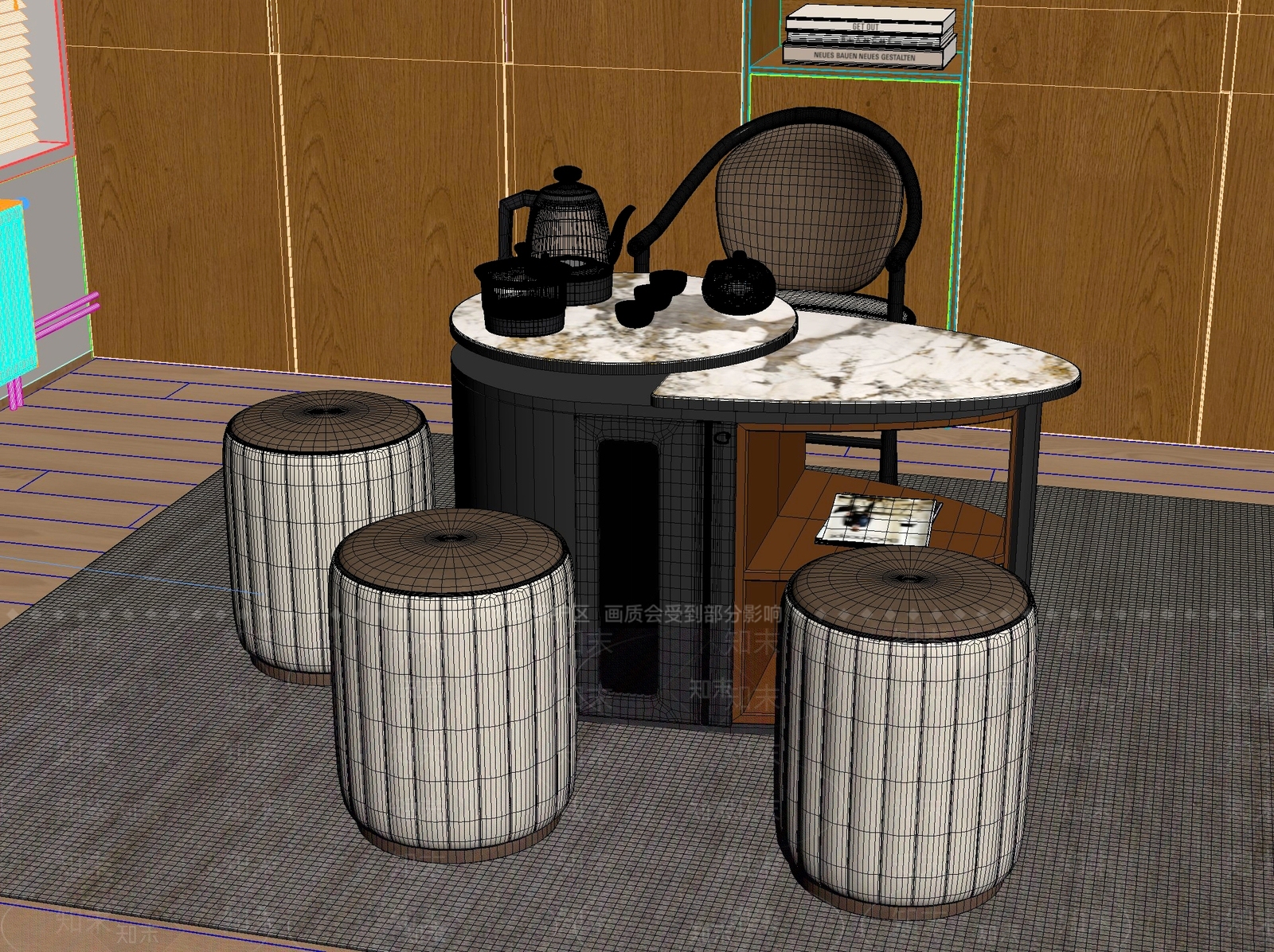 新中式中式茶桌椅3D模型下载【ID:1201798730】