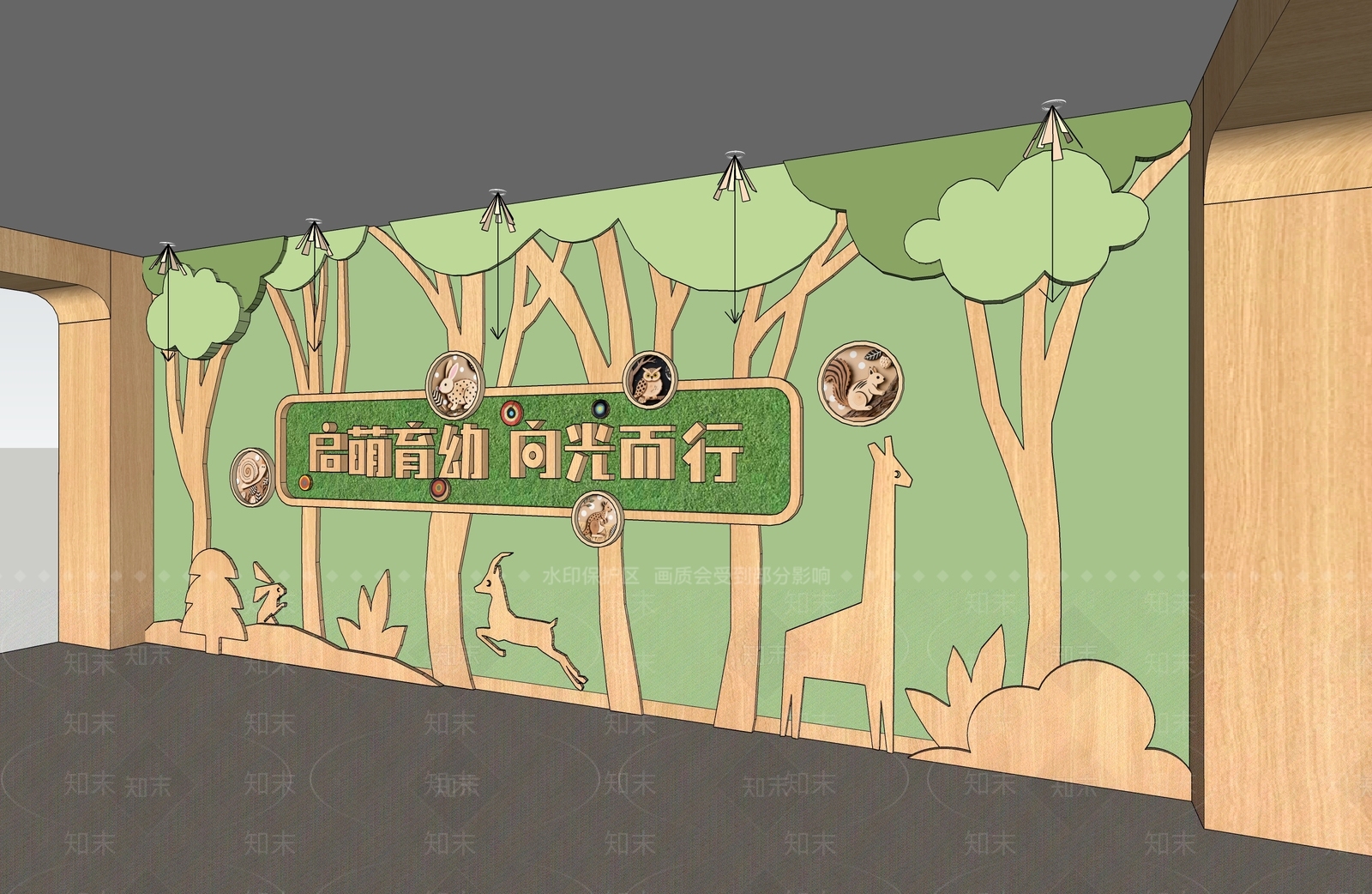 现代原木幼儿园内部SU模型下载【ID:1201799548】