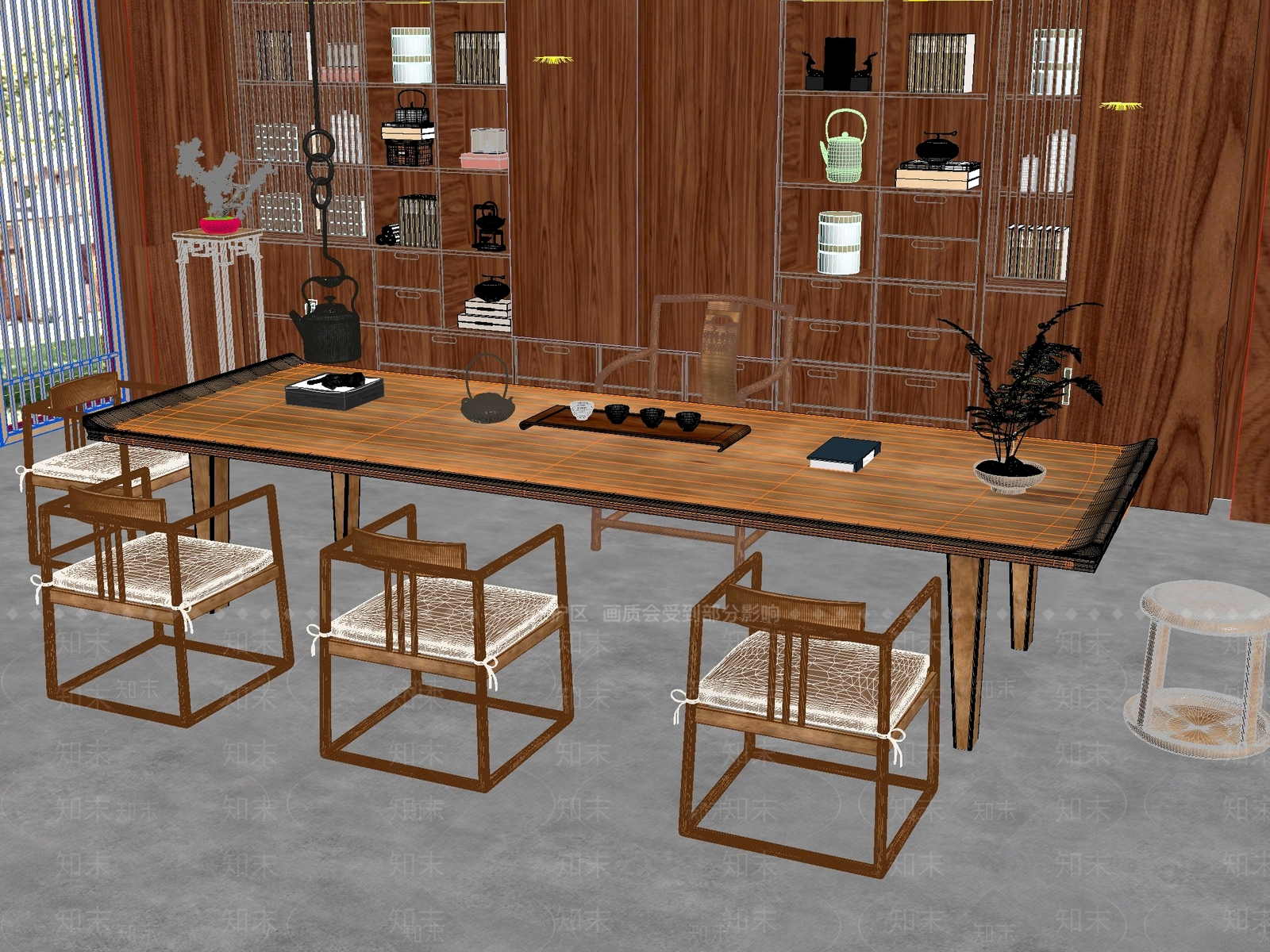 新中式中式茶桌椅3D模型下载【ID:1201799765】