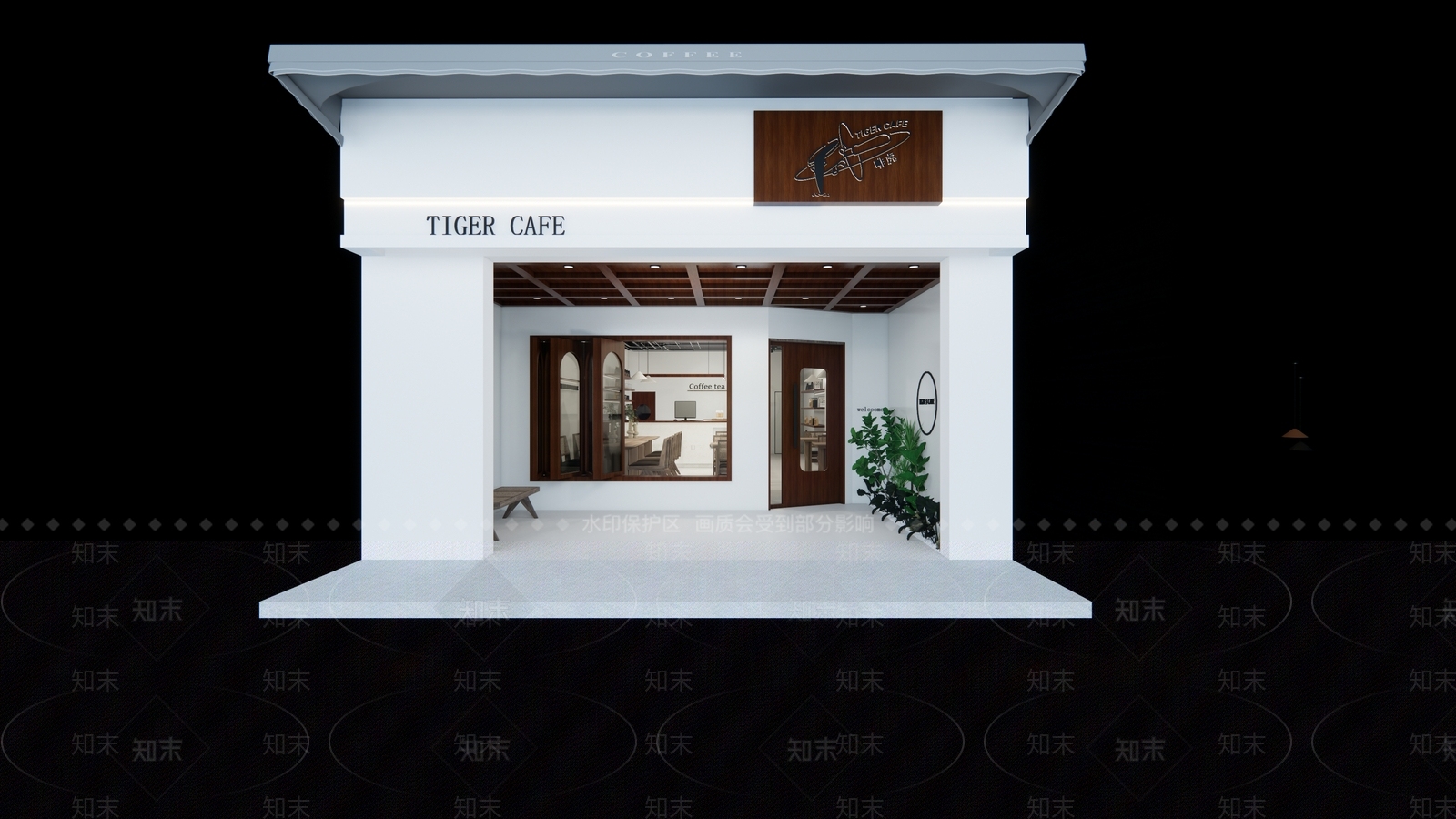 现代简约咖啡厅SU模型下载【ID:1201800654】