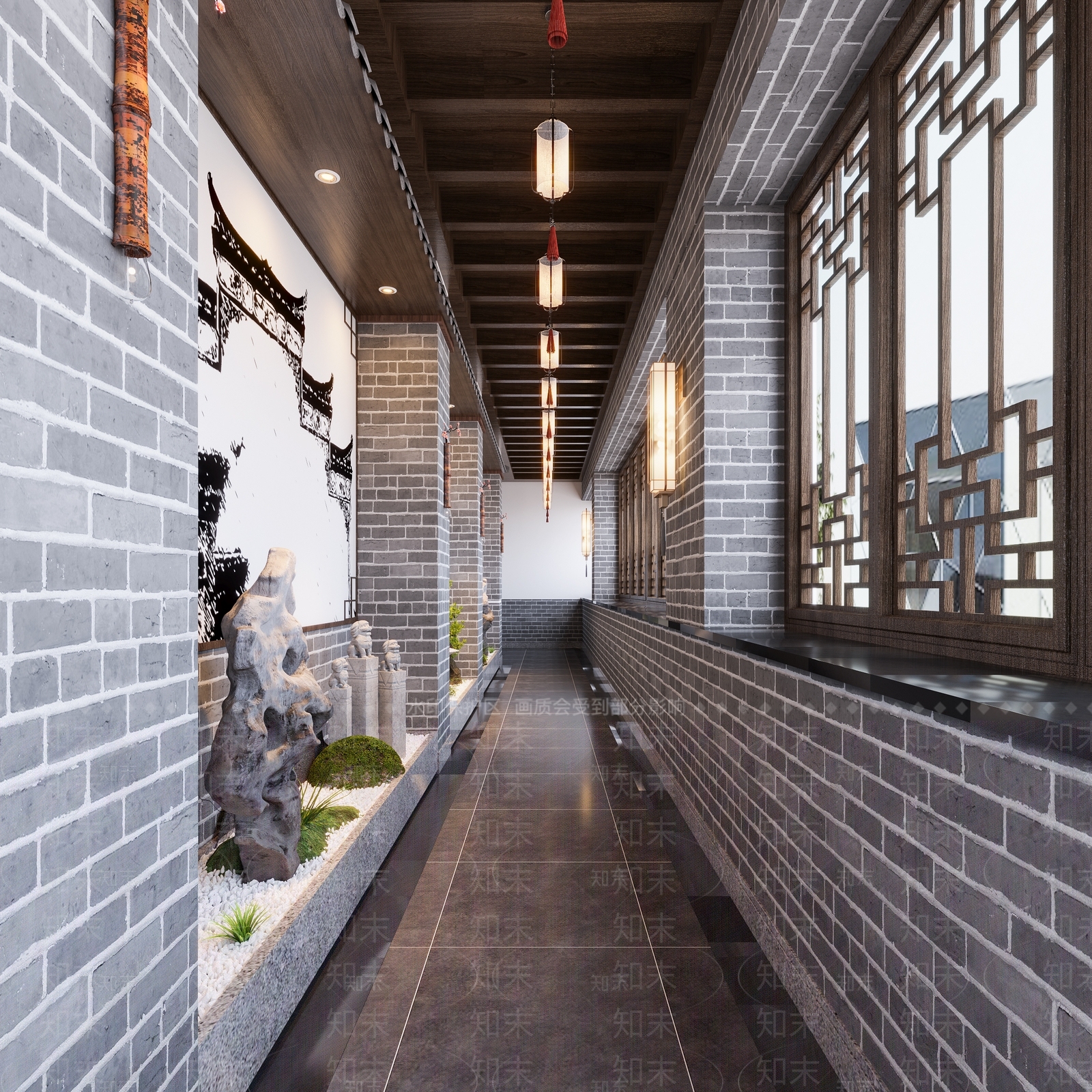 新中式中式中餐厅3D模型下载【ID:1201802693】