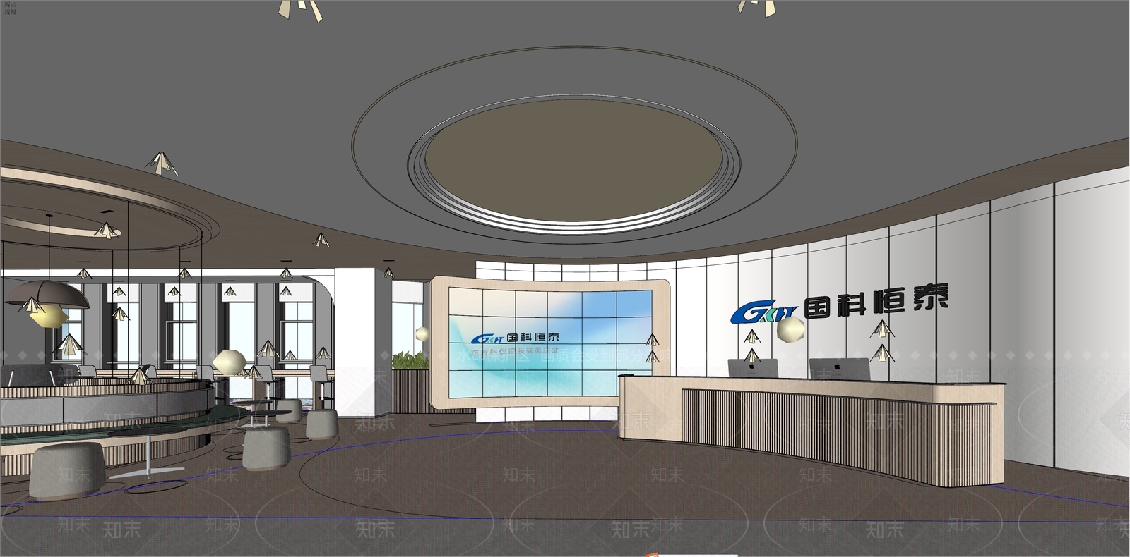 现代办公大堂SU模型下载【ID:1201806241】