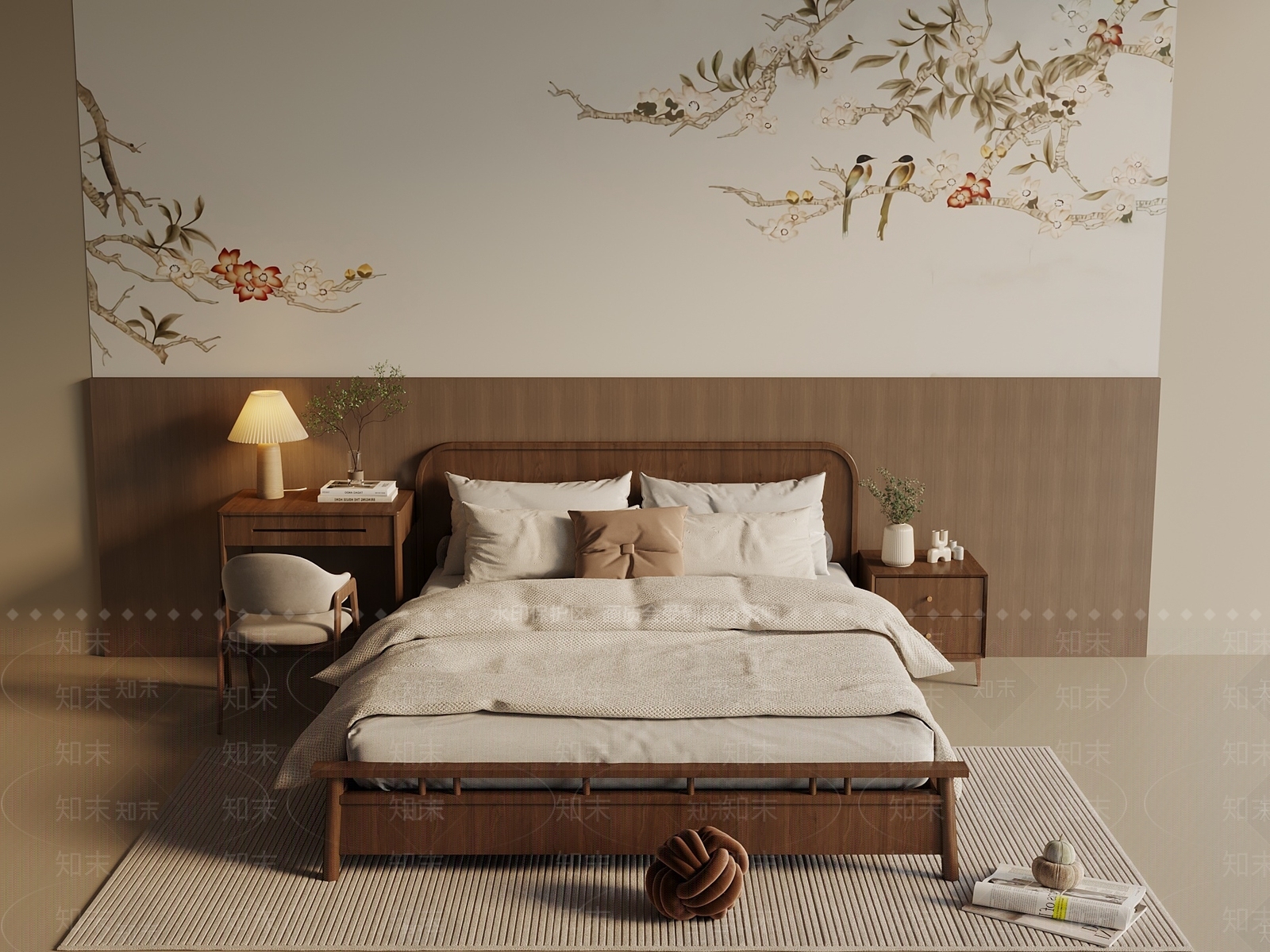 新中式中式双人床3D模型下载【ID:1201806458】