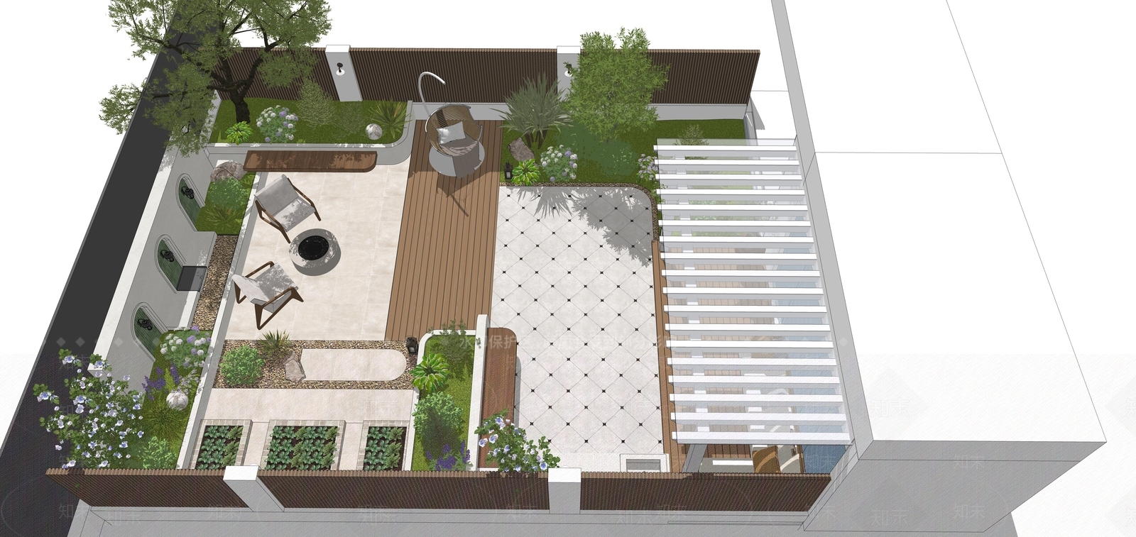 现代法式滨水景观SU模型下载【ID:1201808226】