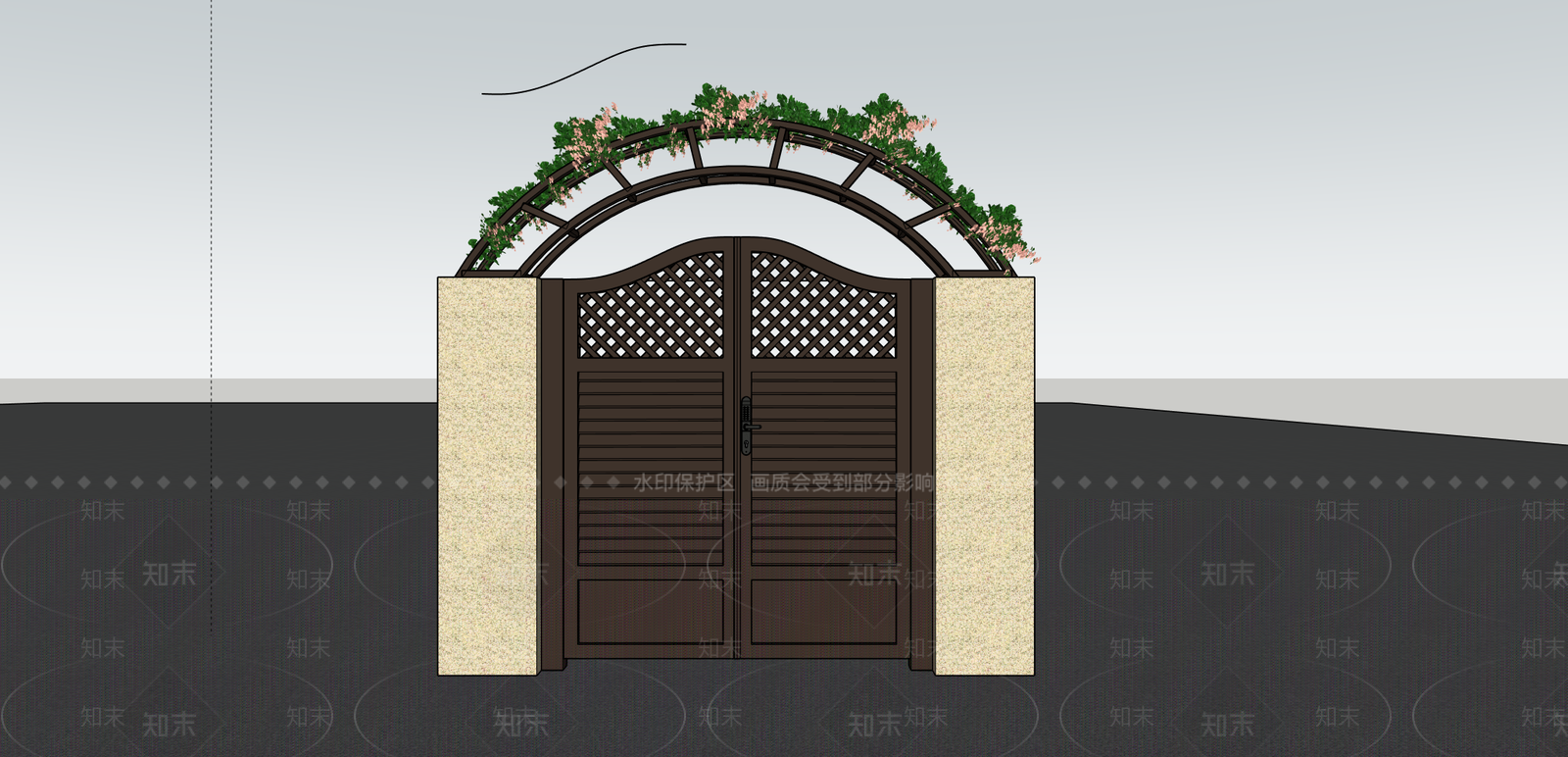 欧式美式庭院门SU模型下载【ID:1201809069】