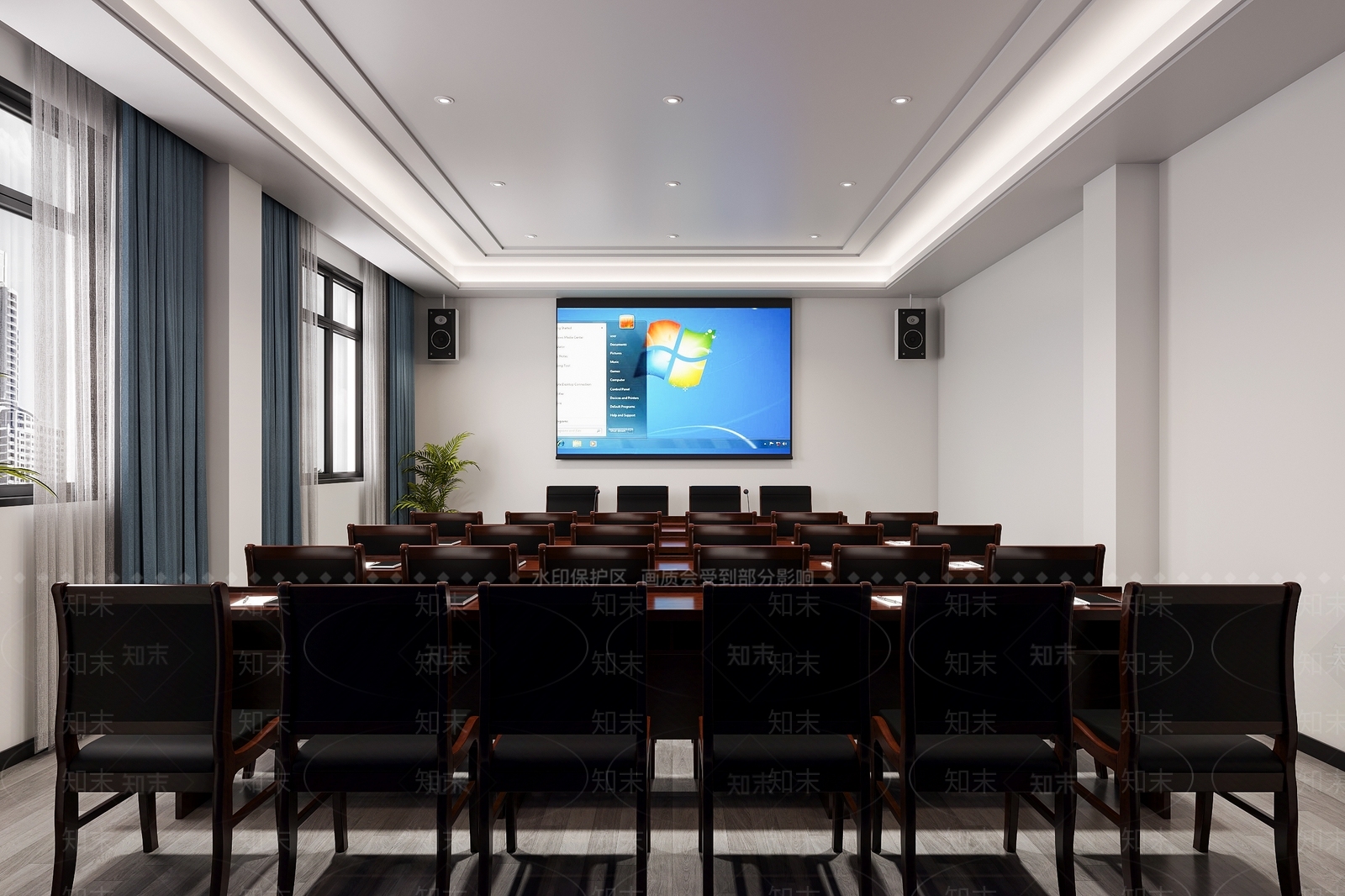 现代中式会议室3D模型下载【ID:1201811632】