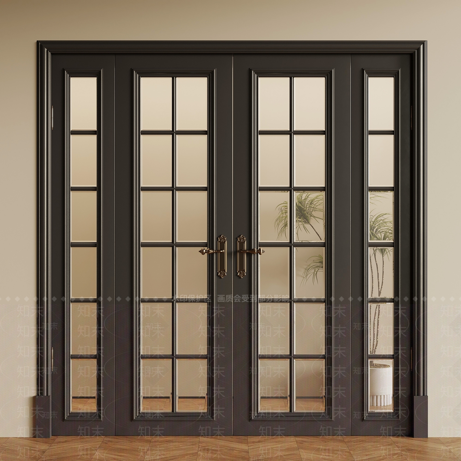 现代法式双开门3D模型下载【ID:1201812050】