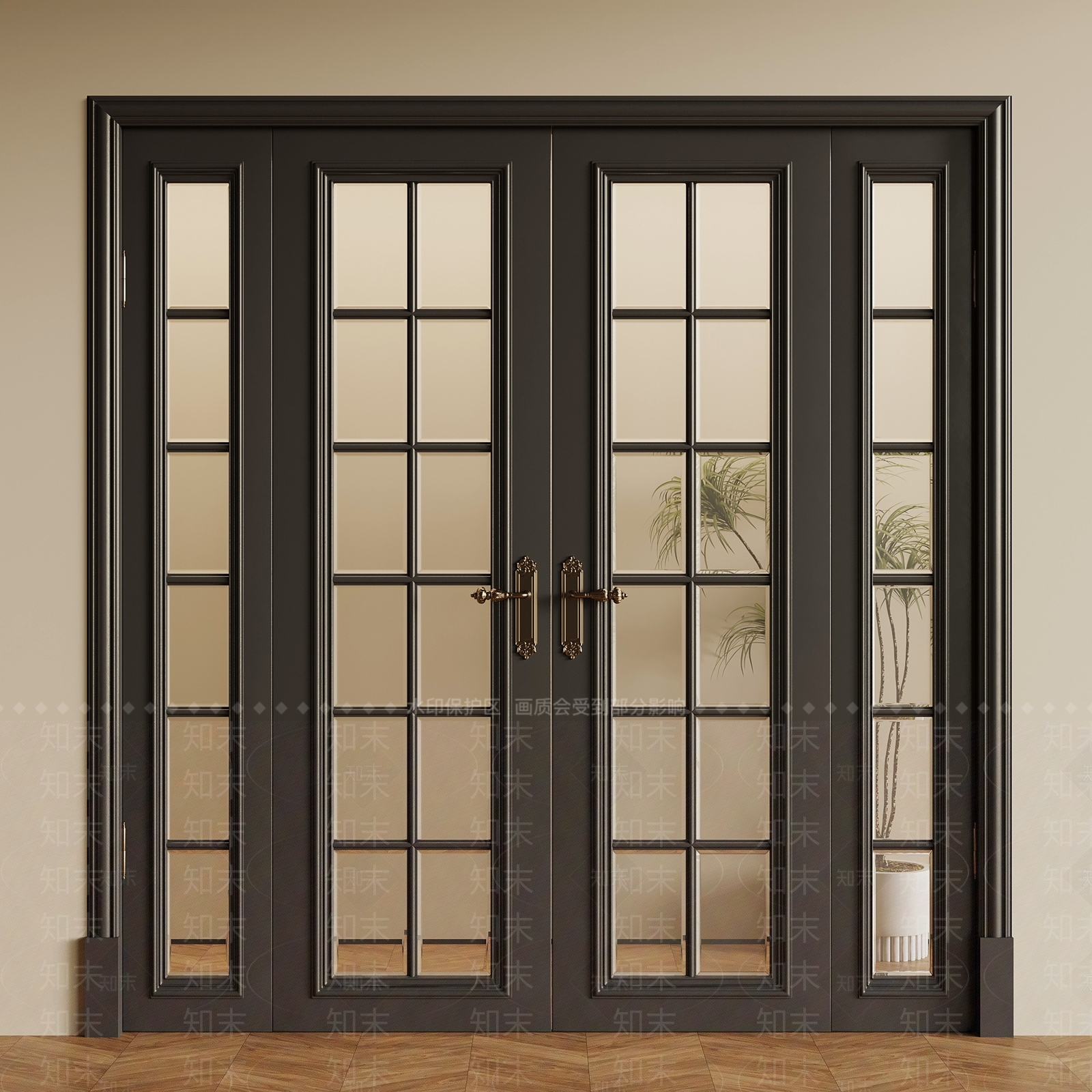 现代法式双开门SU模型下载【ID:1201812180】