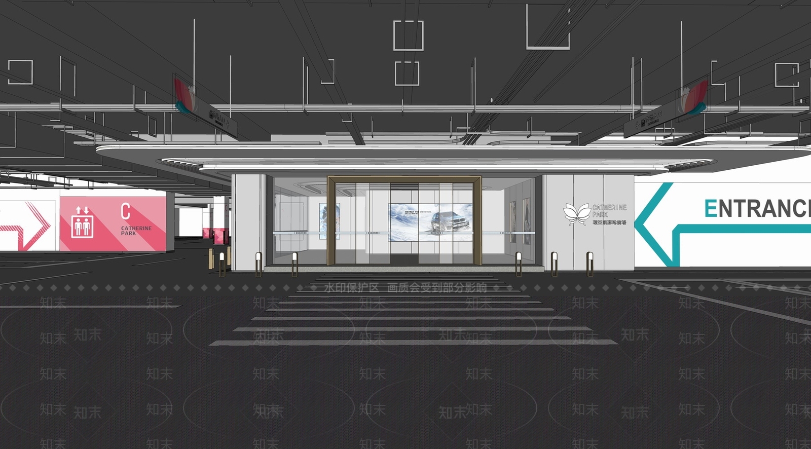 现代简约电梯厅SU模型下载【ID:1201813262】