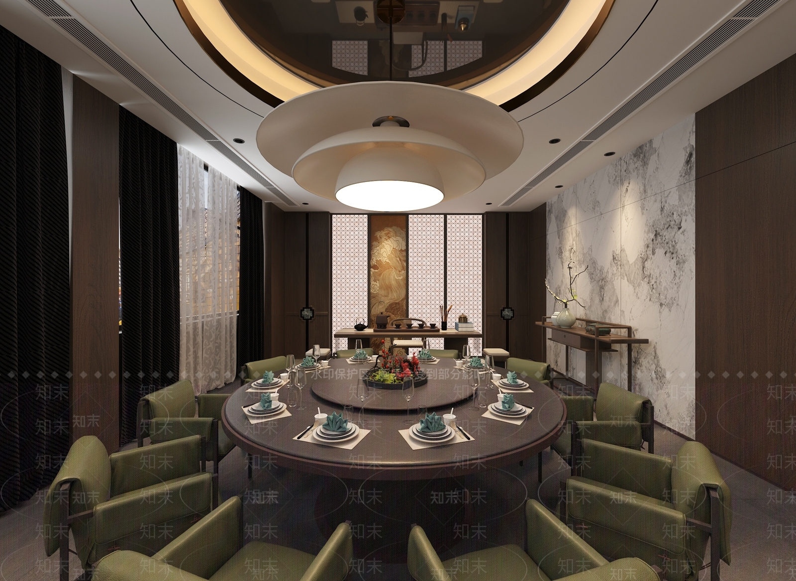 中式新中式包厢3D模型下载【ID:1201813994】
