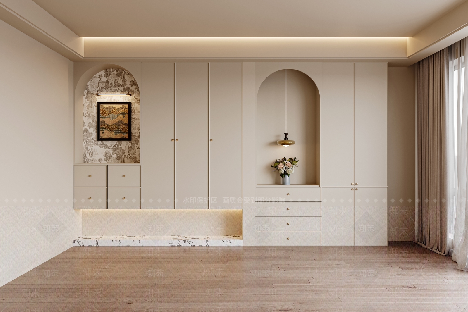 法式鞋柜3D模型下载【ID:1201814468】