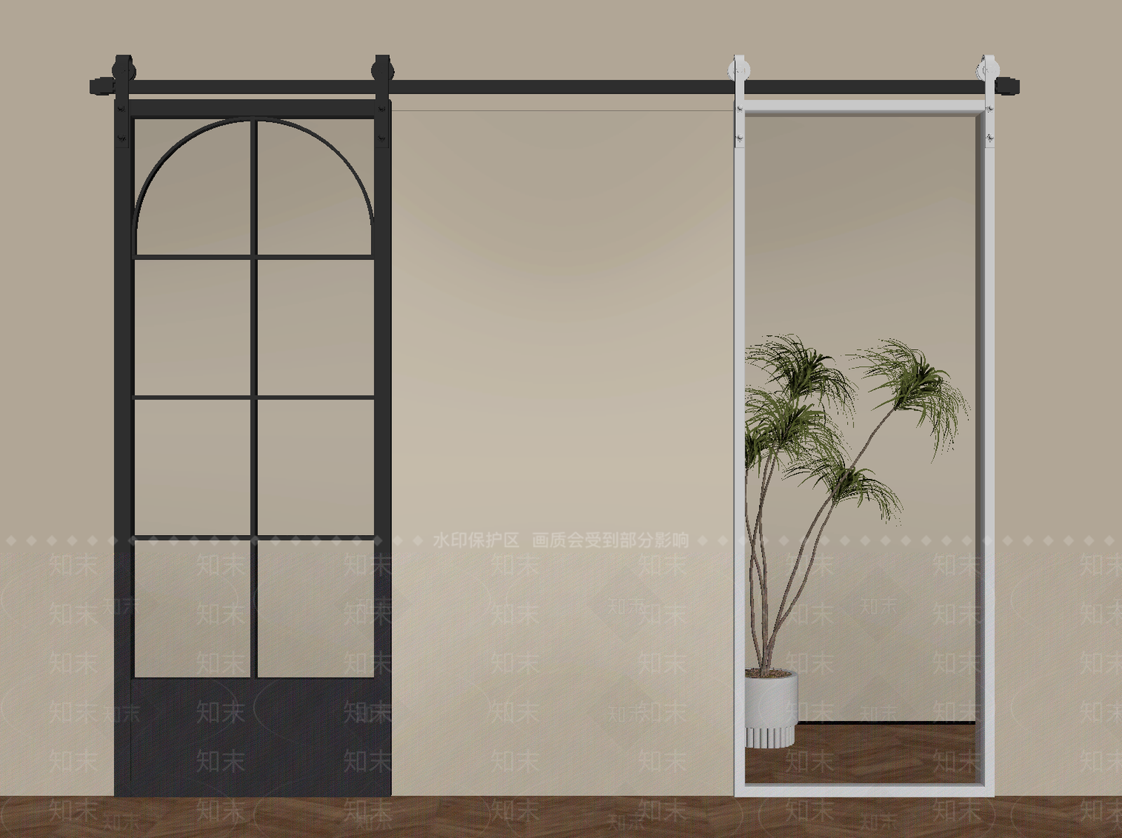 现代推拉门SU模型下载【ID:1201815244】