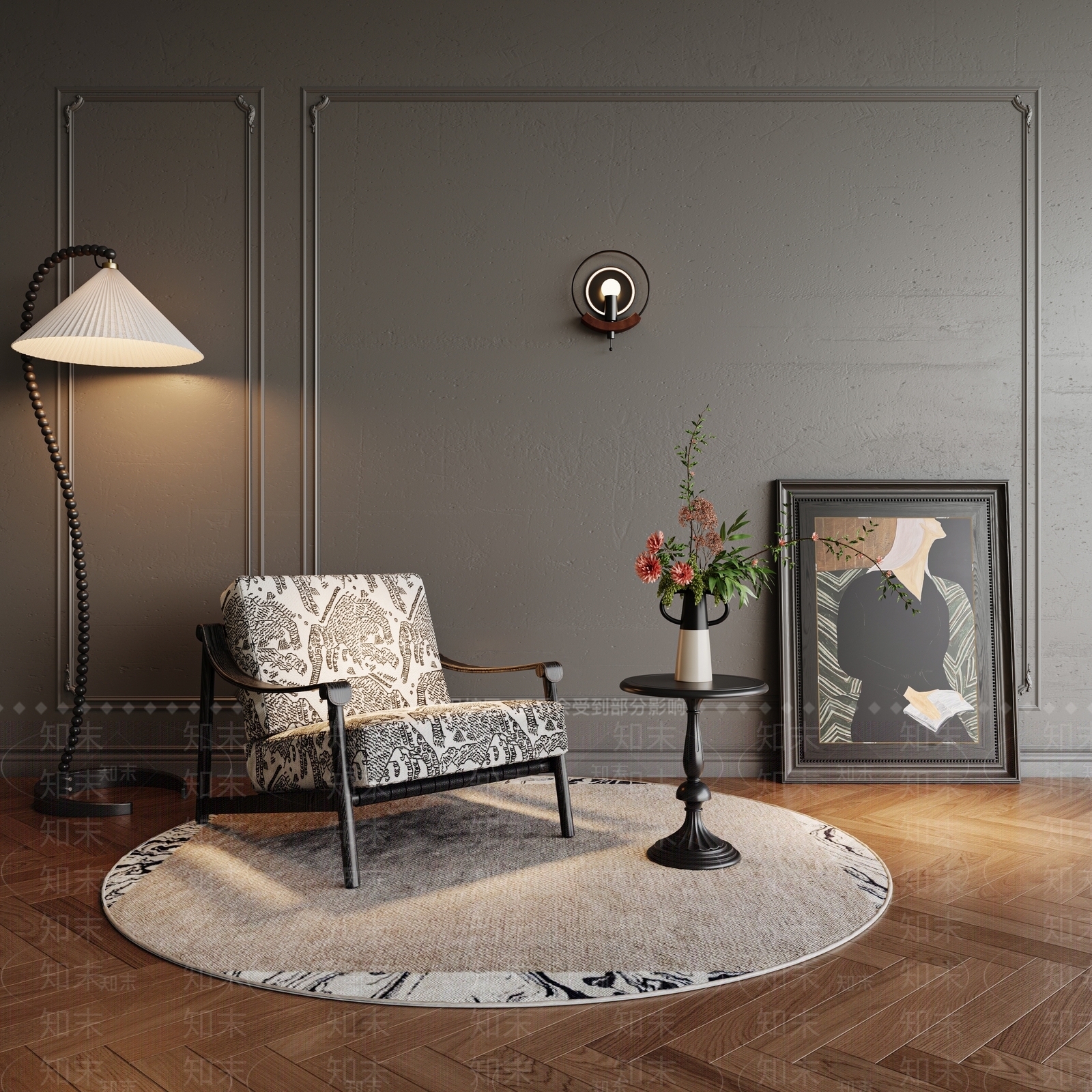 法式休闲椅3D模型下载【ID:1201816717】