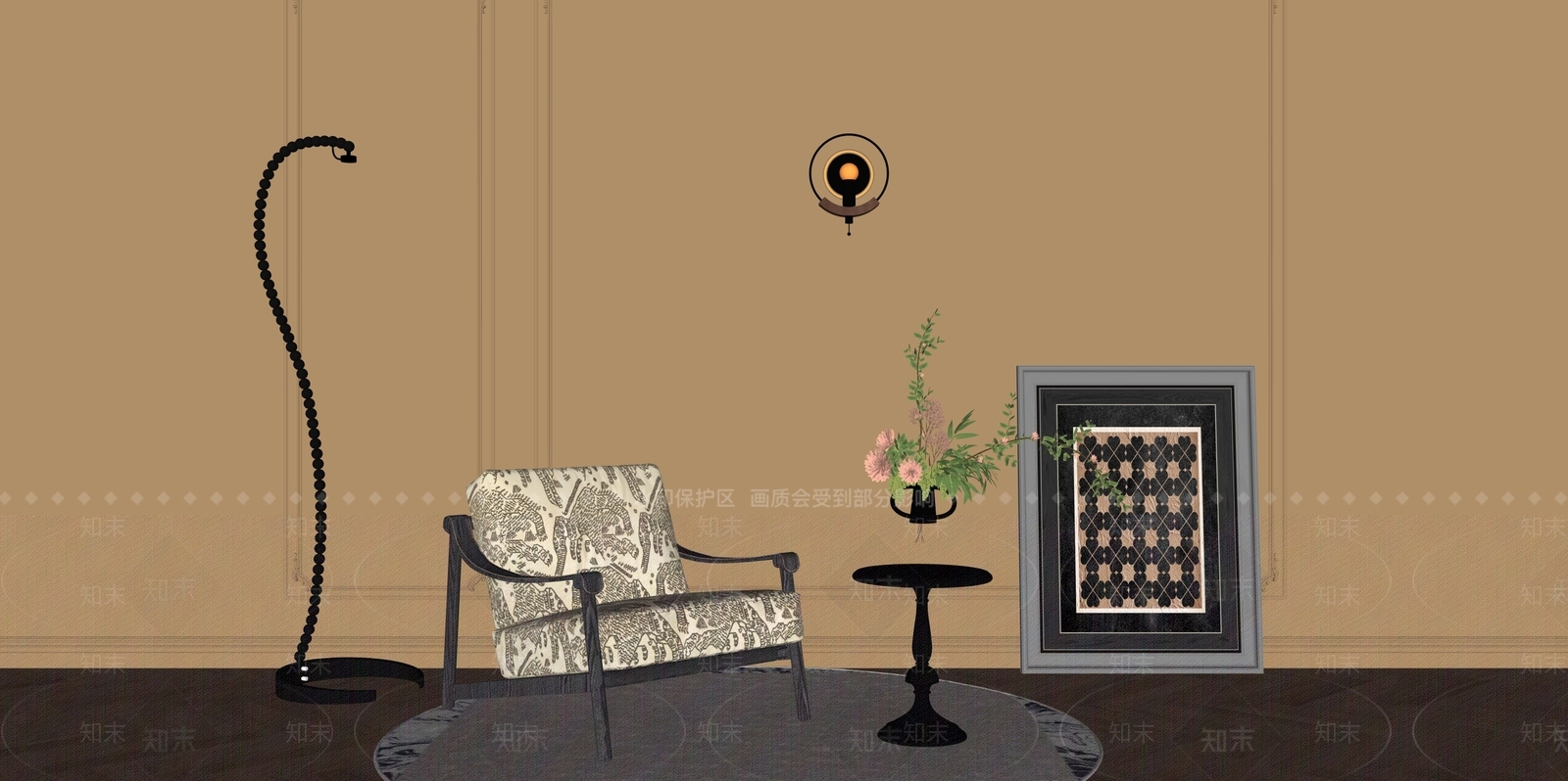 法式休闲椅3D模型下载【ID:1201816717】