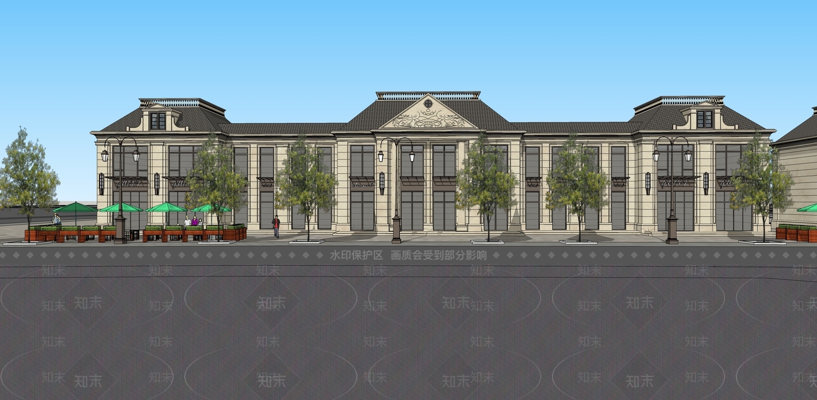 法式商业街SU模型下载【ID:1201818128】