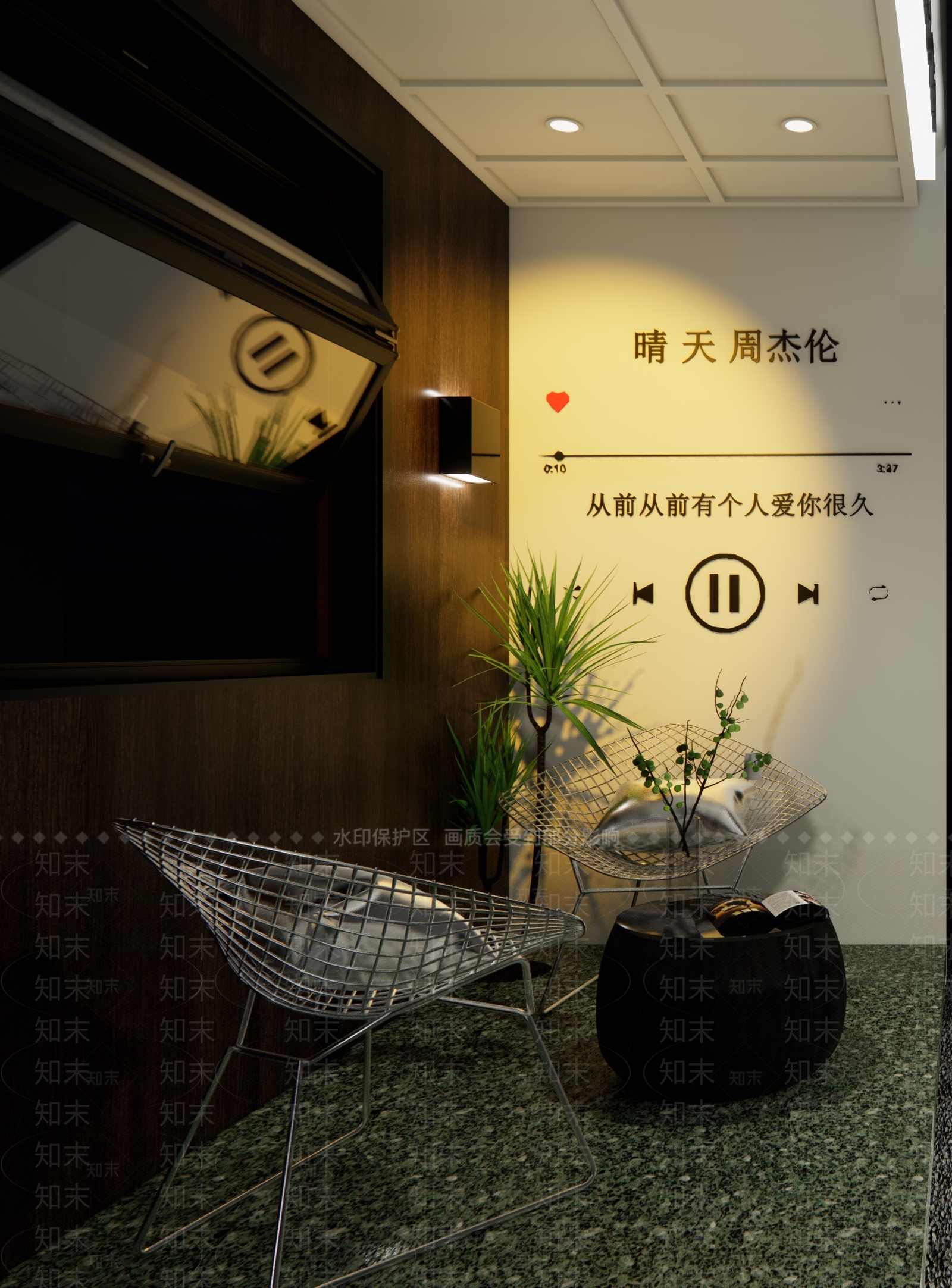 现代简约咖啡厅SU模型下载【ID:1201818373】