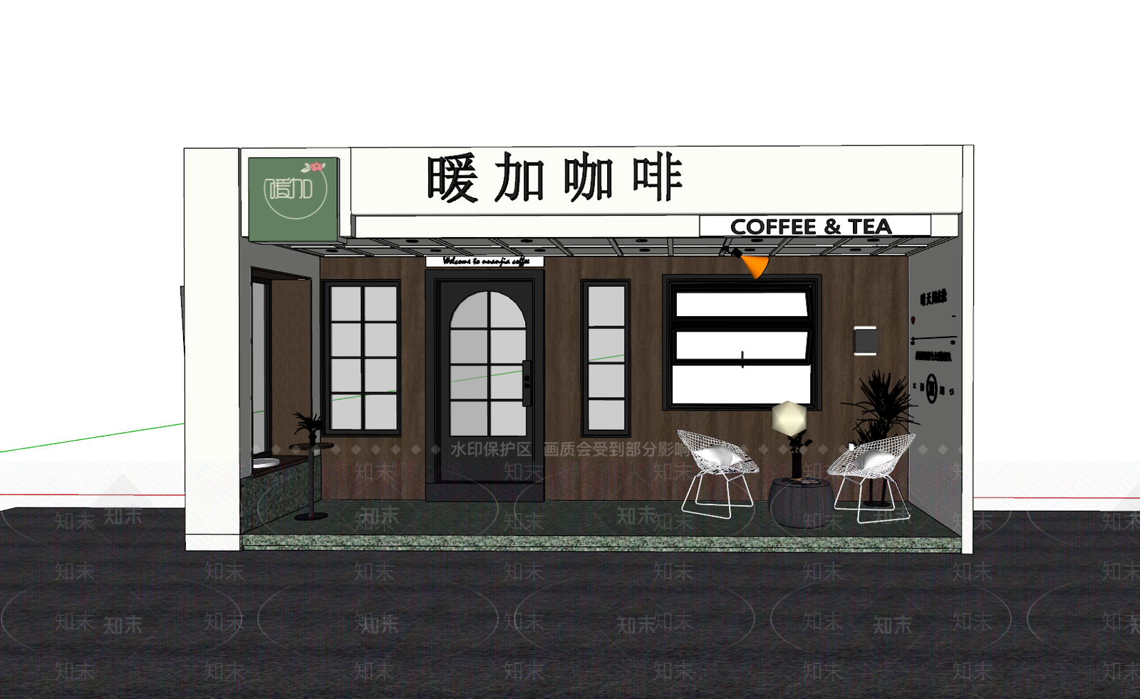 现代简约咖啡厅SU模型下载【ID:1201818373】