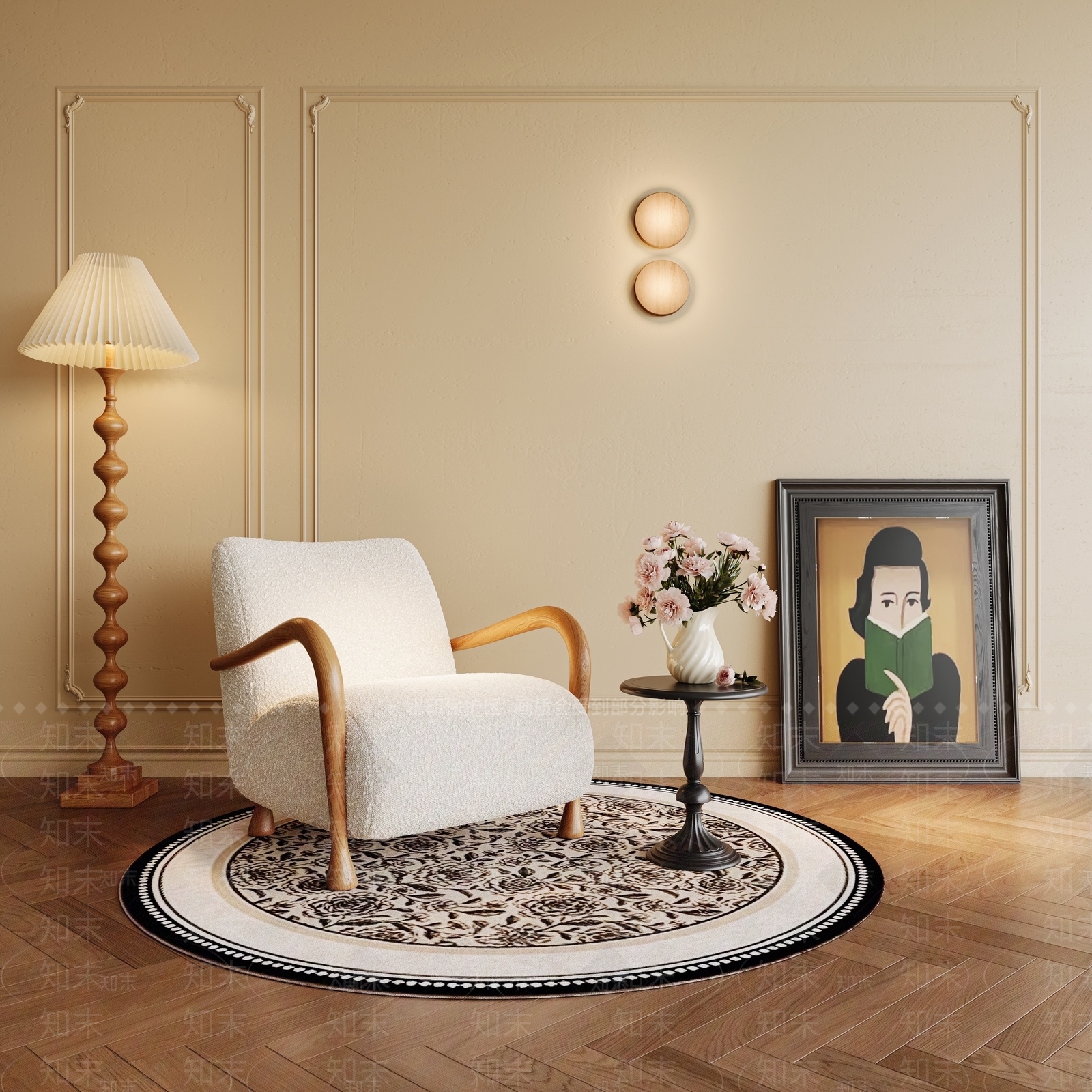 法式休闲椅3D模型下载【ID:1201819036】