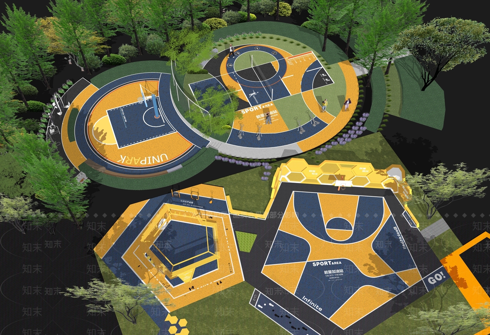 现代篮球场SU模型下载【ID:1201819926】