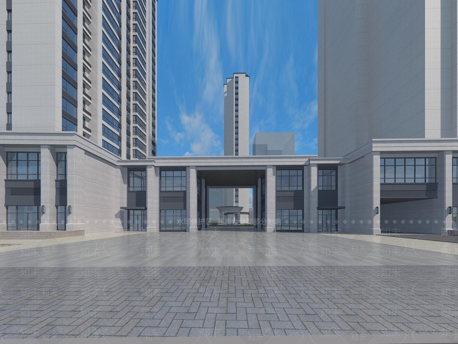 现代极简商业街3D模型下载【ID:1201821481】