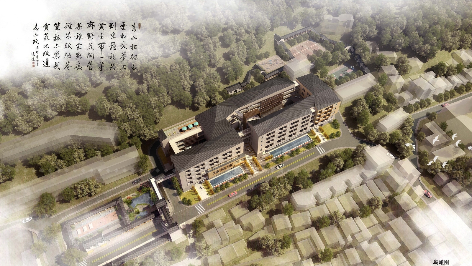 现代新中式医院建筑SU模型下载【ID:1201824403】