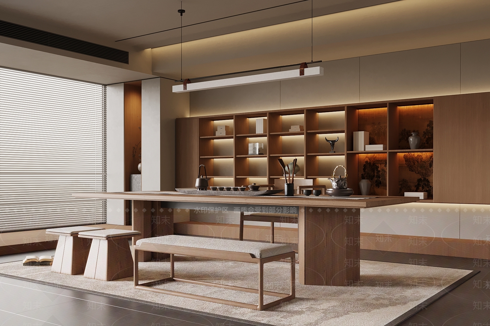 新中式茶室SU模型下载【ID:1201825741】