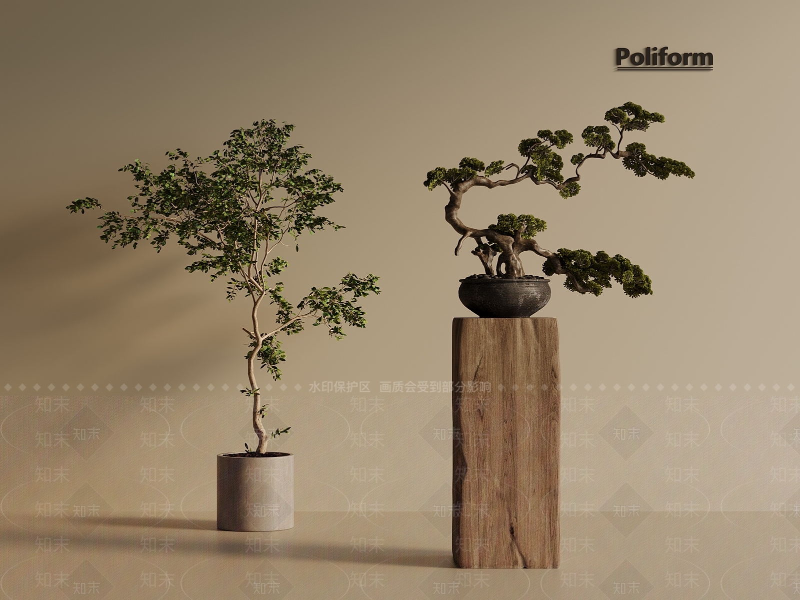 新中式中式绿植摆件3D模型下载【ID:1201826069】