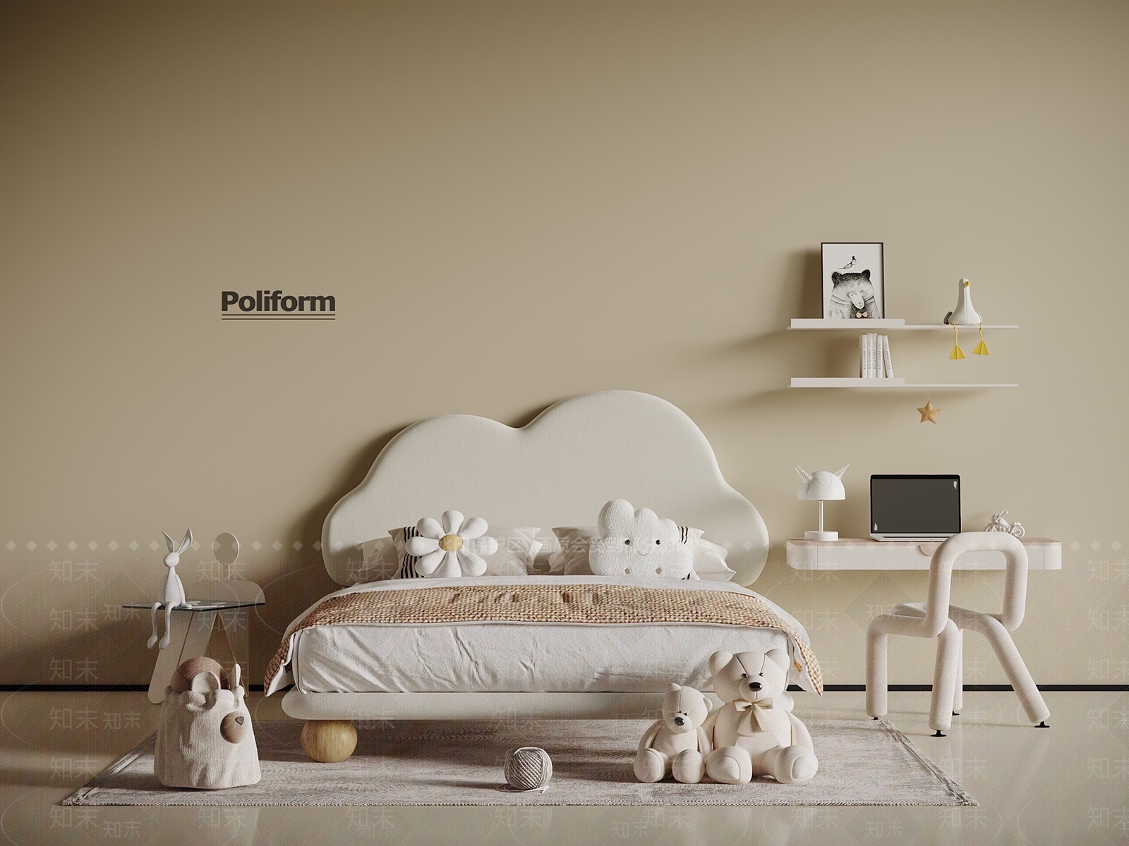 现代儿童床3D模型下载【ID:1201826646】