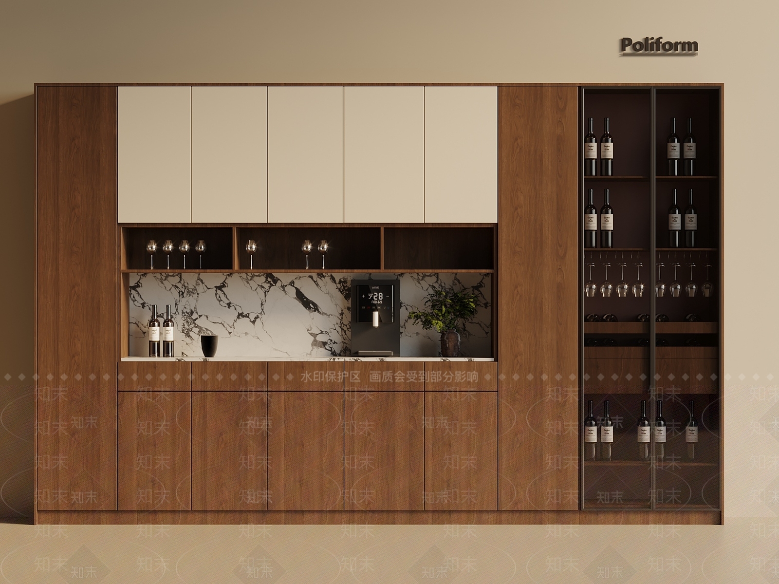 新中式中式酒柜SU模型下载【ID:1201826854】