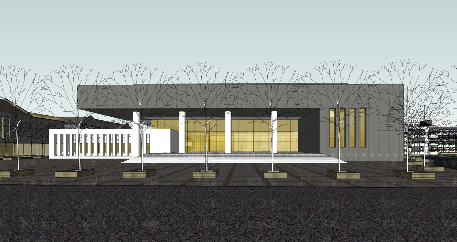 新中式中式商业街SU模型下载【ID:1201827052】